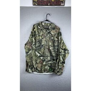 Game Winner Shirt Mens XL Green Camo Long Sleeve Button Front Hunting Outdoor